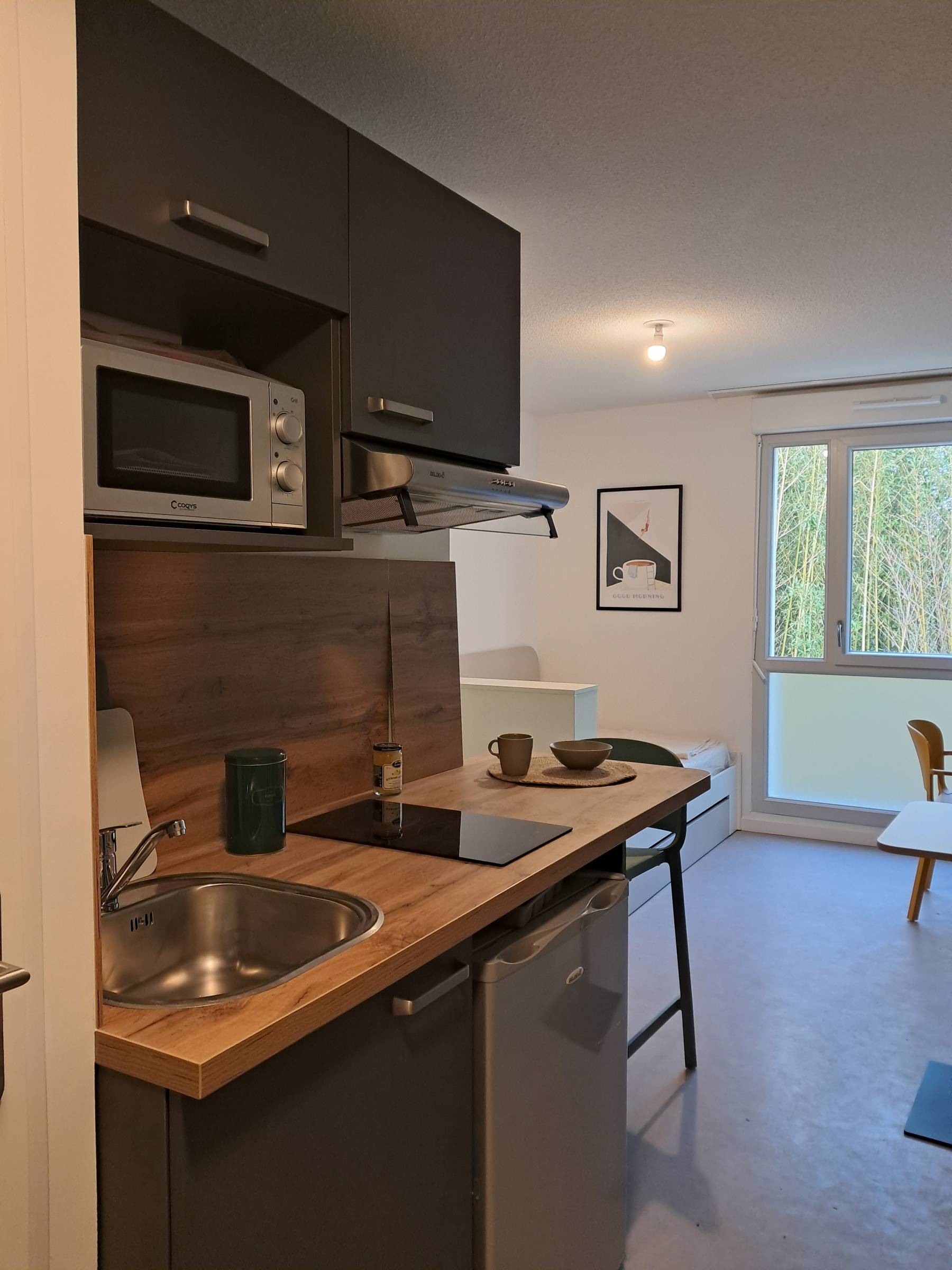 Cuisine tout équipé pour logement étudiant, promotion immobilière Bordeaux